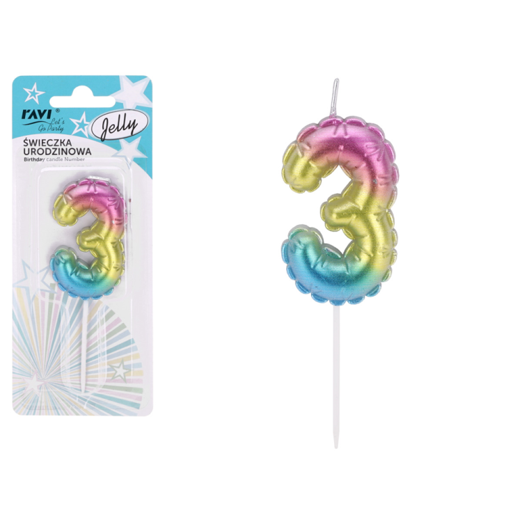 Świeczka urodzinowa JELLY Cyferka 3 RAVI